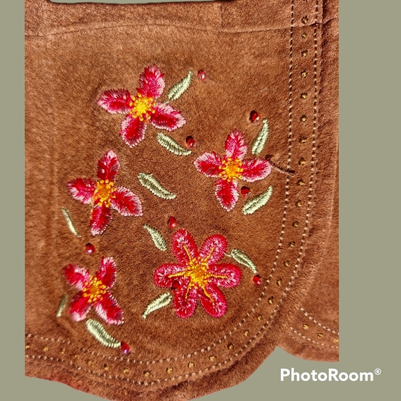 Vtg y2k 90s hippie suede embroidered jacket - Picture 10 of 12
